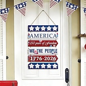  1 sada dřevěných cedulí s orlem k 250. výročí amerického Dne nezávislosti, vintage kulatý závěs na dveře, vlastenecká bytová dekorace s motivem USA, ideální pro 4. července, Den památky nezávislosti a