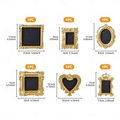 cheap Sculptures-6PCS Vintage Gold Resin Embossed Frame Set – DIY Wall Decor, Photo Frame Accents for Home, Party, Birthday, Wedding, Holiday, Photography Props, Miniature House Decoration