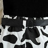 billiga Set-Flickor 3D Ensfärgat Leopardtryck Linne och shorts Svart Ärmlös Sommar Ledigt Småbarn 1-3 år gammal Utomhus Lös passning