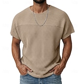 preiswerte Basic-T-Shirts-Herren Strick-T-Shirt T-Shirt Kurzarm Kurze Ärmel Rundhalsausschnitt Sommer Einfach Strickware Mode Täglich Ausgehöhlt Lässig Outdoor Streetwear Weiß Top T-Shirt für Herren