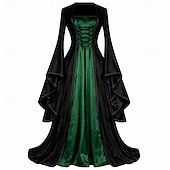  中世 ルネッサンス ドレス ファンシーコスチューム 長袖 魔女 バイキング 仮装 女性用 セルティック ファンタジー ハロウィーン カーニバル 性能 LARP レンフェア 成人 ドレス