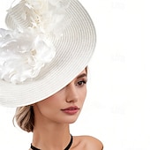 billige Fascinatorer-fascinators polyester Bryllup Bursdag Årgang søt stil Med Fjær Blomster Hodeplagg Hodeplagg