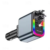 abordables Cargadores inalámbricos-Cargador rápido para coche 5 en 1 de 180 W, adaptador de corriente USB tipo C, cargador de teléfono retráctil con luz de techo tipo estrella para teléfonos iOS y Android.