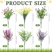 Недорогие Искусственные цветы-24 пучка искусственных весенних цветов для улицы, искусственные растения, устойчивые к УФ-излучению, самшит, искусственные пластиковые кустарники, растения для патио, веранды, сада, подвесные вазы,