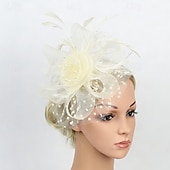 cheap Fascinators-Fascinators Net Wedding Birthday Vintage Cute With Feather Tulle Headpiece Headwear