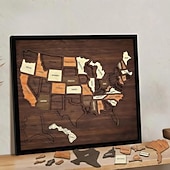 billige U.S. 250-årsjubileum-Trepuslespill med kart over USA, pedagogisk geografiverktøy, 30,5 x 25,4 cm, reisekart med landemerker i USA, morsomme leker med reisekart, realistiske landemerkedetaljer, for par og familier