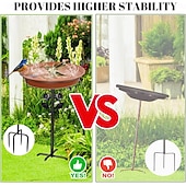 Χαμηλού Κόστους πουλιά στην πίσω αυλή και άγρια ζωή-ανεξάρτητο μπολ birdbaths υπαίθριο, ελεύθερη στάση κήπου μπολ τροφοδοσίας πουλιών με μεταλλικό πάσσαλο, αποσπώμενος διακοσμητικός τροφοδότης σπα για γκαζόν αυλής κήπου αίθριο