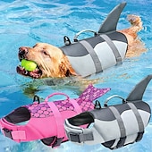 cheap Lifejackets-Shark Dog Safety Life Vest, Mermaid Dog Life Vests for Swimming with Superior Buoyancy and Rescue Handles for Swimming Pool Beach Boat