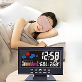 cheap Testers &amp; Detectors-Intelligent Multi-function Voice-controlled Digital Weather Clock With Backlight, Temperature And Humidity Measurement, Weather Forecast, Electronic Clock, And Alarm Clock