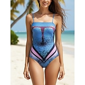 preiswerte Einteilige Badeanzüge-Damen Badeanzug Einteiler Zweiteilig Monokini Rock Bademode Bauchkontrolle Hohe Taille Schlank Rückenfrei Urlaub Strandbekleidung Blumen V Ausschnitt Ärmellos Badeanzüge