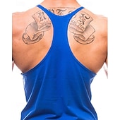 billiga Löpar-T-shirts och linnen-Herr Grafisk Bokstav Träningströja Linne för jogging Gymlinne Sommar Ärmlös Snabb tork Fuktabsorberande Gymträning Aktiv träning Träning Blå Svart Vit Sportkläder Sportkläder