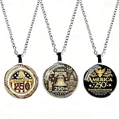  Set di 3 pezzi per la collana del 250° anniversario degli Stati Uniti: ciondolo con aquila 2D e bandiera americana, gioiello commemorativo patriottico, oggetto da collezione 1776-2026, Giorno dell'Indipendenza, 4 luglio, regalo per l'orgoglio americano.