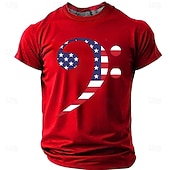  T-shirt voor heren ter ere van het 250-jarig jubileum van Amerika, met bassleutel, Amerikaanse vlag, patriottische afbeelding van de sterren en strepen, normale pasvorm, cadeau voor muzikant/bassist,