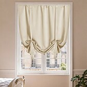 baratos Cortina de Blackout-Cortinas blackout de cor sólida para café, cortinas curtas com amarração para cozinha, painéis blackout para janelas pequenas, banheiro e cozinha.