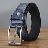お買い得  メンズのベルト-男性用 ベルト 調整可能 クロム PUレザー ヴィンテージ ストリートファッション コンテンポラリー レジャー 純色 ブルー ブラック 日常 ビジネス フォーマル ウエストベルト