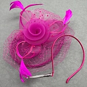 billige Fascinatorer-fascinators polyester Bryllup Bursdag Elegant Årgang søt stil Med Fjær Tyll Hodeplagg Hodeplagg