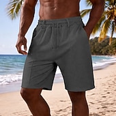 voordelige Casual korte broek-Voor heren Wafel korte broek Korte broek Casual korte broek Gestructureerde shorts Zak Elastische taille Effen Comfort Ademend Knielengte Casual Buiten Strand Vakantie Modieus Zwart Bruin Inelastisch