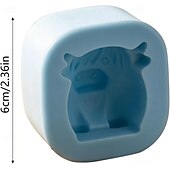 abordables Accessoires pour glaçons-Moule à glaçons mini vache des Highlands, bac à glaçons 3D mignon en silicone pour whisky et cocktails &amp;machine à glaçons réutilisable en forme d'animal pour boissons, accessoires de bar, café glacé