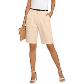 tanie Luksusowe doły-Damskie Spodnie capri Szorty Lniane szorty Letnie szorty Moda Podstawowy Formalny Do kolan Średia talia Równina Kieszeń Elastyczny pas Prosta noga Lekki Wygodny Oddychający Nieelastyczny Codzienny