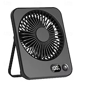 cheap Desktop Fans-Portable Desk Fan with LED Battery Display, Rechargeable Table Fan, 180° Foldable Wall Hanging Personal Fan, Ultra-Thin Quiet USB Powered Fan for Office, Travel, Bedroom, Kitchen