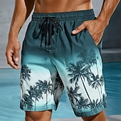 ieftine Plante și flori tropicale-Bărbați Copac de cocos Culoare gradient Plante tropicale Boxeri înot Pantaloni Scurți de Înot Pantaloni Scurti Talie medie Hawaiană Vacanta la plaja Buzunare laterale Căptușeală din plasă Talie