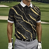 economico Polo da golf da uomo-Per uomo Marmo Golf Polo Sportivi Manica Corta Magliette polo Camicie con Colletto Casual Athleisure Bottoni Estate Primavera Blu Nero Viola