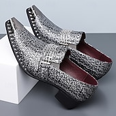 Χαμηλού Κόστους Μπαλαρίνες-Ανδρικά μοκασίνια από χρυσή δερματίνη με υφή – μοντέρνα slip-on παπούτσια, πάρτι, βραδινά και κομψά casual ρούχα