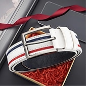 billiga Herrbälten-Herr Bälte Justerbara Läder Legering Streetwear Nutida Fritid Färgblock Blå Svart Dagligen Företag Formell Midjebälte