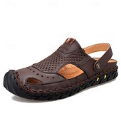economico Sandali casual-sandali estivi traforati in similpelle da uomo – cinturino regolabile, comfort traspirante leggero, calzature casual versatili per spiaggia, viaggi, resort e tempo libero all'aria aperta