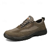 baratos Tênis Casuais-Botas de caminhada masculinas para atividades ao ar livre – mistura de couro sintético e camurça, sola antiderrapante durável, design respirável, perfeitas para aventuras ao ar livre, viagens e uso casual diário.