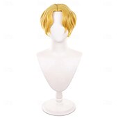 voordelige Anime pruiken-Anime pruik met korte gouden middenscheiding in oceaanavonturiersstijl voor cosplayfeestjes