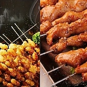 voordelige Grills voor buiten koken-20 stuks barbecuespiesen, multifunctionele roestvrijstalen spiesen met houten handvatten, barbecueprikkers, benodigdheden voor buitenkoken en barbecueën van kippenvleugels en ander vlees.