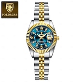 economico Orologi al quarzo-orologio da polso da donna di lusso, orologio da polso al quarzo da donna con cinturino in acciaio inossidabile bicolore oro argento e lunetta scanalata &amp;orologio elegante e impermeabile da donna,