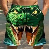  Per uomo Cartoni animati Coccodrillo Squalo Costumi da bagno Pantaloncini da mare Pantaloncini da Surf Misura del girovita medio Divertente Vacanza al Mare Tasche Laterali fodera in rete Coulisse