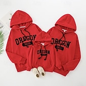 cheap Daily Family Matching-Family Tops Letter Casual Print Red Light Purple Beige Long Sleeve Active Matching Outfits