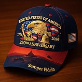 economico 250° Anniversario degli Stati Uniti-Cappellino da baseball commemorativo del 250° anniversario degli Stati Uniti, cappello patriottico 1776-2026 con aquila, campana della libertà, statua della libertà, rosso &amp;Cappello regolabile da uomo