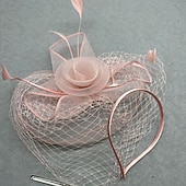 billige Fascinatorer-fascinators polyester Bryllup Bursdag Elegant Årgang søt stil Med Fjær Tyll Hodeplagg Hodeplagg