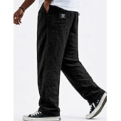 رخيصةأون كلاسيكي-رجالي سروال الكتان بنطلونات السراويل الصيفية السراويل الفضفاضة سروال الشاطئ رباط جيب مرونة الخصر سهل راحة متنفس مكتمل الطول فضفاض مناسب للبس اليومي مناسب للعطلات العطلة موضة أزرق أسود غير مطاطي