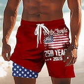 economico Shorts Patriottici 250-Per uomo 4 luglio, 250° anniversario degli Stati Uniti Bandiera degli Stati Uniti Noi, il popolo Pantaloncini foderati Pantaloncini da bagno 2 in 1 Pantaloncini da mare Misura del girovita medio