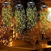 voordelige Landschapsverlichting-LED-tuinverlichting op zonne-energie met kunstmatige hangende bamboebladeren, imitatie hangende klimplanten, kunstmatige bamboe- en wilgenbladverlichting, geschikt voor tuinen, bruiloften en feesten,