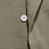 economico Vacanza-Per uomo Camicia Camicia di lino Camicia con Bottoni Tinta unica All'aperto Vacanza Nero Bianco Verde chiaro Verde scuro Manica Corta Colletto a Camicia Estate Primavera Abbigliamento Tasca