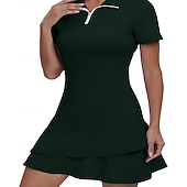 billiga Kvinnors klänning-Dam Grafisk Leopard Geometrisk Tennisklänning med shorts Sportklänning Golfpikéklänning Kortärmad Fjärdedels blixtlås Asymmetrisk Elastisk Svettavvisande Andningsfunktion Tennis Golf Badminton