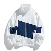 Недорогие Куртки для бега-Муж. Пэчворк Футбольное лето Глобальный матч Куртка для бега Куртка для активного отдыха Спортивная куртка Весна Осень Карманы Молния Цветовые блоки Длинный рукав