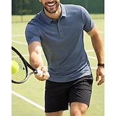 זול חולצת גברים-בגדי ריקוד גברים אחיד חולצת ספורט חולצת טניס שרוולים קצרים ייבוש מהיר מתיחה פתילת לחות נושם טניס גולף פיקלבול צווארון פולו צמרות אפור כהה שחור ורוד בגדי טניס
