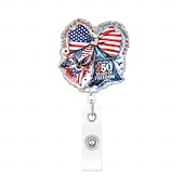 economico 250° Anniversario degli Stati Uniti-Porta badge retrattile per il 250° anniversario dell'America con clip a coccodrillo, porta badge identificativo per il 250° anniversario dell'indipendenza, accessori per il 4 luglio 1776-2026, regalo
