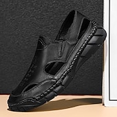 voordelige Casual sandalen-Casual loafers voor heren van imitatieleer – ademende instapschoenen voor de zomer met een open design, een lichtgewicht flexibele zool, ideaal voor dagelijks gebruik, reizen en buitenactiviteiten.