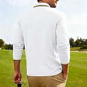cheap Men's Classic Polo-Men's Golf Shirt Golf Polos Shirts Casual Street Lapel Long Sleeve Basic Modern Plain Buttons Spring Fall Regular Fit Black White Red Navy Blue Dark Grey Light Blue Golf Shirt