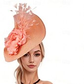 billige Fascinatorer-fascinators polyester Bryllup Bursdag Årgang søt stil Med Fjær Blomster Hodeplagg Hodeplagg