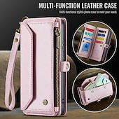 abordables 2026 Samsung Galaxy S26 Serie-teléfono Funda Para Samsung galaxia S26 S26 Ultra Plus Tarjetas billetera con Soporte Cremallera con cordón Retro TPU Cuero de PU