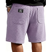 abordables Shorts décontractés-Homme Short gaufré Shorts Short décontracté Avec Poches Taille Élastique Uni À carreaux Confort Respirant Longueur Genou Occasionnel Extérieur Vacances Vacances Mode Noir Blanche Micro-Élastique